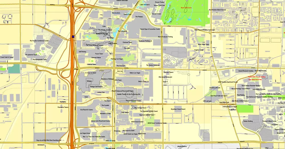Las Vegas PDF map Nevada US printable vector City Plan editable Adobe PDF Street Map, V3.10