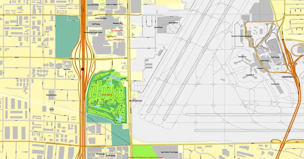 Las Vegas PDF map Nevada US printable vector City Plan editable Adobe PDF Street Map, V3.10