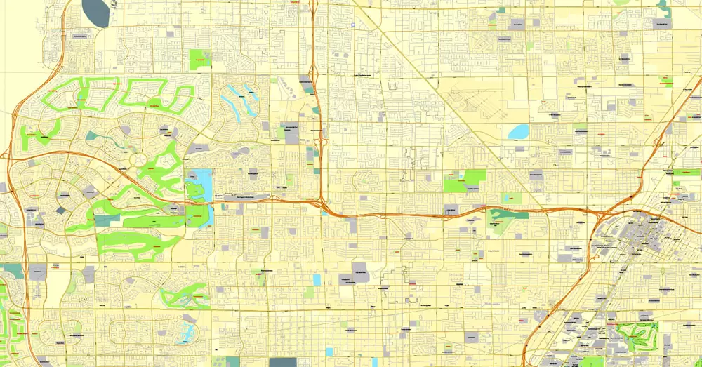 Las Vegas PDF map Nevada US printable vector City Plan editable Adobe PDF Street Map, V3.10