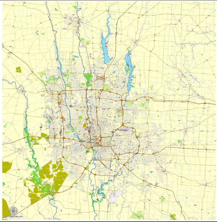 Columbus OH PDF Map exact vector City Plan V.23.11. Printable Street Map editable Adobe PDF