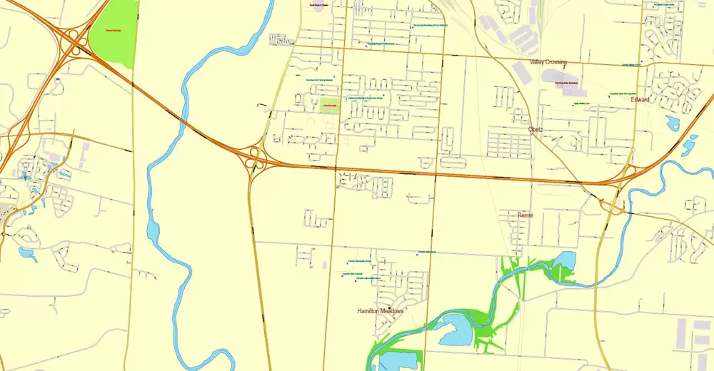Columbus OH PDF Map exact vector City Plan V.23.11. Printable Street Map editable Adobe PDF