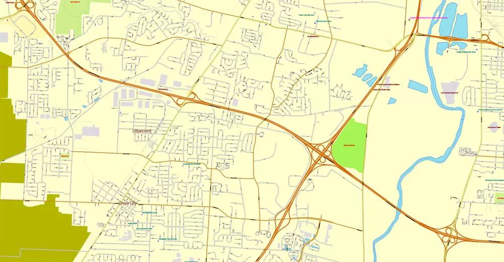 Columbus OH PDF Map exact vector City Plan V.23.11. Printable Street Map editable Adobe PDF