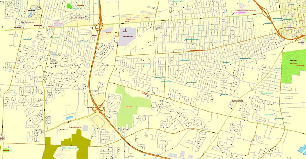 Columbus OH PDF Map exact vector City Plan V.23.11. Printable Street Map editable Adobe PDF