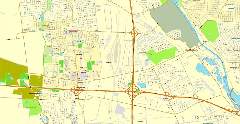 Columbus OH PDF Map exact vector City Plan V.23.11. Printable Street Map editable Adobe PDF