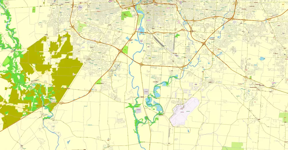 Columbus OH PDF Map exact vector City Plan V.23.11. Printable Street Map editable Adobe PDF