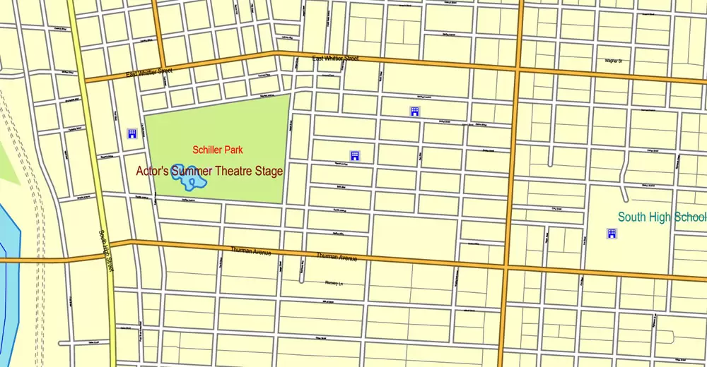 Columbus OH PDF Map exact vector City Plan V.23.11. Printable Street Map editable Adobe PDF