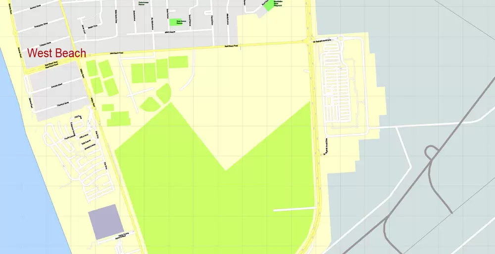 Adelaide, Australia, Printable vector street map, V3.11, fully editable, Adobe Illustrator, Level 17, G-View, full vector, scalable, editable, text format of street names, 13 Mb ZIP.