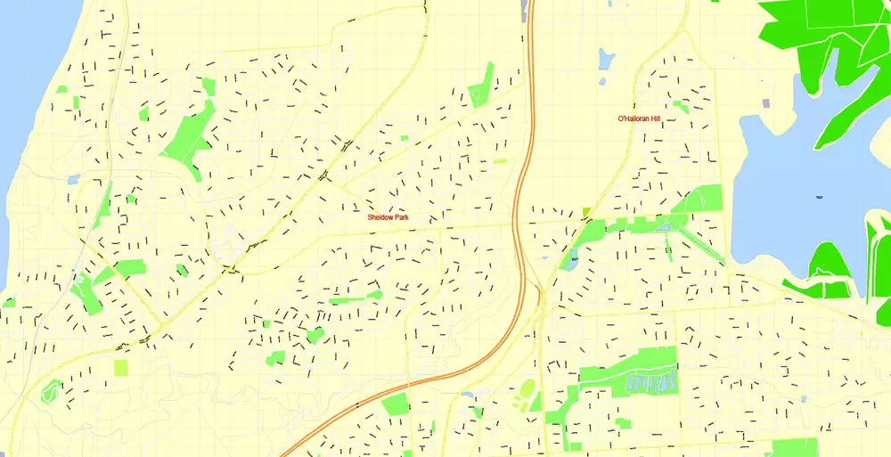 Adelaide, Australia, Printable vector street map, V3.11, fully editable, Adobe Illustrator, Level 17, G-View, full vector, scalable, editable, text format of street names, 13 Mb ZIP.