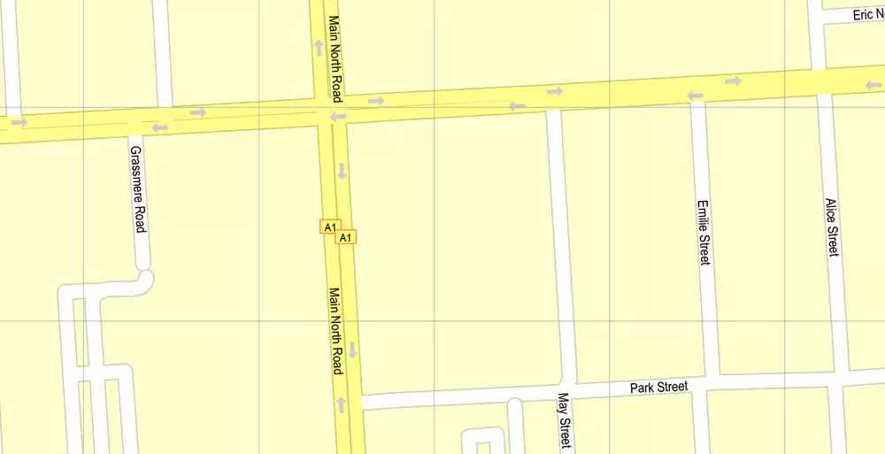 Adelaide, Australia, Printable vector street map, V3.11, fully editable, Adobe Illustrator, Level 17, G-View, full vector, scalable, editable, text format of street names, 13 Mb ZIP.