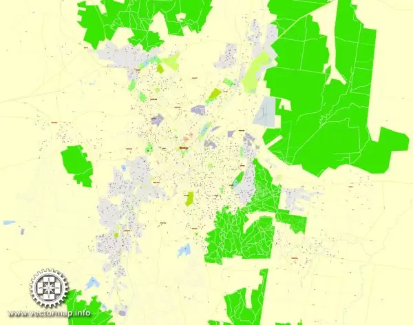 Printable Map Bendigo, Australia, exact vector street map, V11.11, fully editable, Adobe Illustrator, G-View Level 17 (100 meters scale), full vector, scalable, editable, text format of street names, 2 Mb ZIP