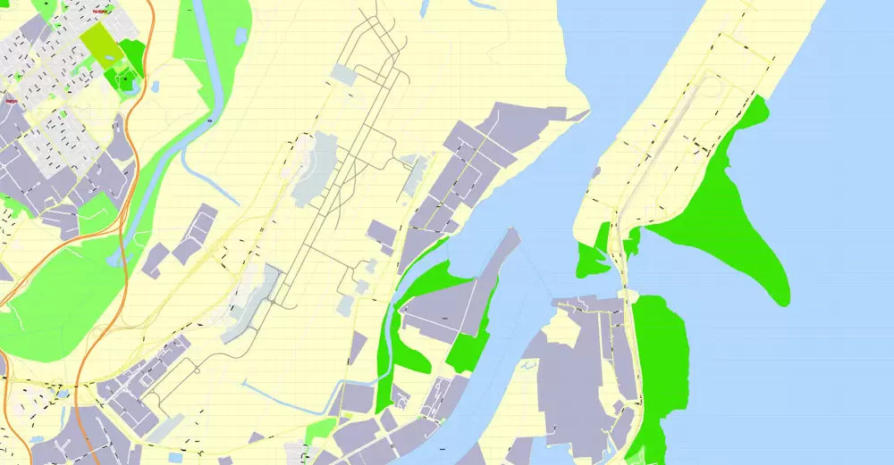 Printable Map Brisbane, Australia, exact vector street map, V11.11, fully editable, Adobe Illustrator, G-View Level 17 (100 meters scale), full vector, scalable, editable, text format of street names, 18 Mb ZIP.