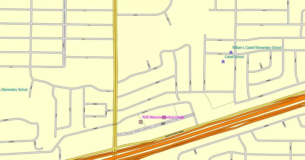 Printable Map Dallas + Fort Worth TX, US, exact vector street CityPlan map in 6 parts, V.29.11. fully editable, Adobe Illustrator, full vector, scalable, editable text format of street names, 45 Mb ZIP.