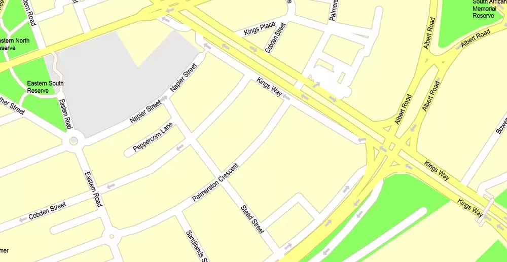 Printable Map Melbourne, Australia, exact vector street map, V27.11, fully editable, Adobe Illustrator, G-View Level 17 (100 meters scale), full vector, scalable, editable, text format of street names, 25 Mb ZIP.