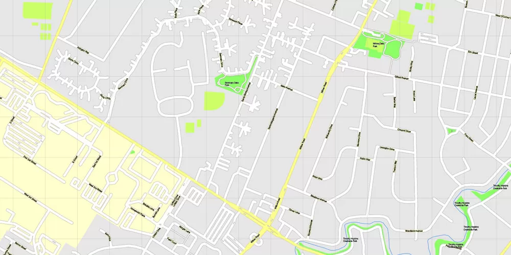 Printable Map Menlo Park, California, exact vector street G-View Level 17 (100 meter scale) map, fully editable, Adobe Illustrator, full vector, scalable, editable text format of street names, 7 Mb ZIP