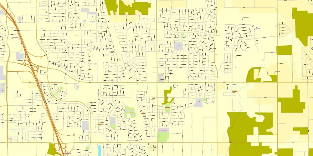 Printable Map Sacramento, California, exact vector street City Plan map v.02.11, fully editable, Adobe Illustrator, full vector, scalable, editable text format of street names, 73 Mb ZIP.