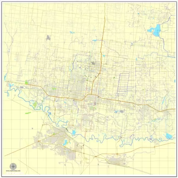 MCallen pdf map, Texas, US vector street City Plan map, fully editable, Adobe PDF, V3.10