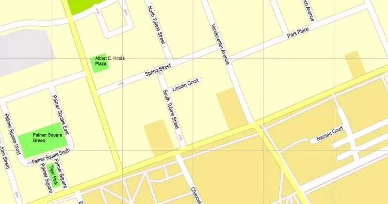 Printable Map Princeton University, Princeton New Jersey, US, exact vector street G-View Level 17 (100 meters scale) map, V.21.12. fully editable, Adobe Illustrator, full vector, scalable, editable text format of street names, 2 Mb ZIP.