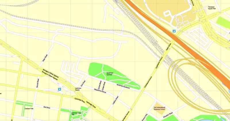 Printable Map Harvard University Cambridge MA, US, exact vector street G-View Level 17 (100 meters scale) map, V.21.12. fully editable, Adobe Illustrator, full vector, scalable, editable text format of street names, 3 Mb ZIP.