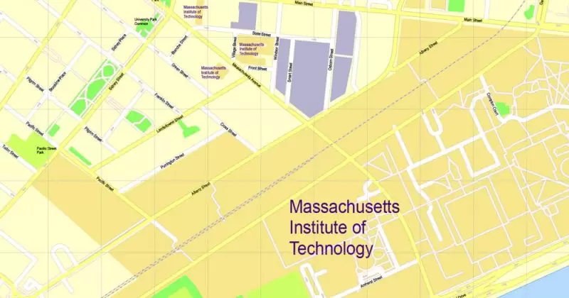Printable Map Harvard University Cambridge MA, US, exact vector street G-View Level 17 (100 meters scale) map, V.21.12. fully editable, Adobe Illustrator, full vector, scalable, editable text format of street names, 3 Mb ZIP.