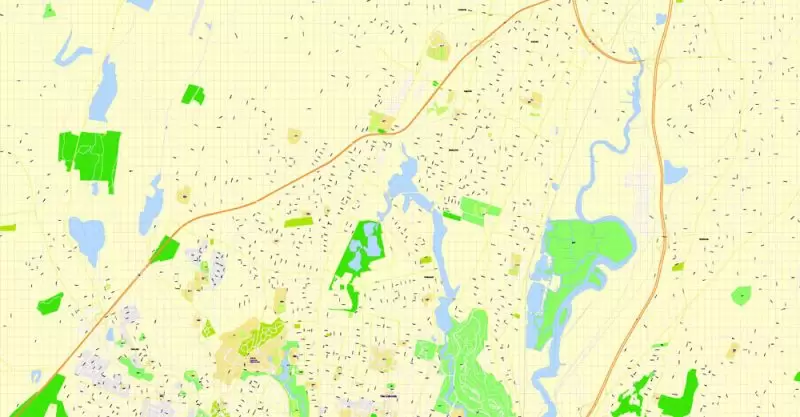 Printable Map Yale University, New Haven, Connecticut, US, exact vector street G-View Level 17 (100 meters scale) map, V.30.12. fully editable, Adobe Illustrator