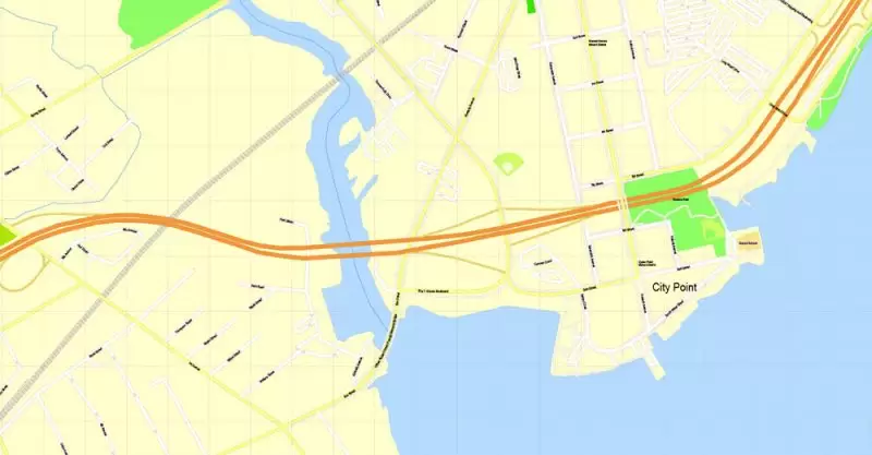Printable Map Yale University, New Haven, Connecticut, US, exact vector street G-View Level 17 (100 meters scale) map, V.30.12. fully editable, Adobe Illustrator