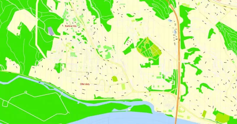 K vytlačenie Mapa Bratislava oblasť metra, Slovensko, presná vektor ulice G-View Level 17 (100 metrov os) máp, V.12.12. plne editovateľné, Adobe Illustrator, plná vektora, škálovateľné, editovateľné textovom formáte názvov ulíc (slovenské), 8 Mb ZIP.