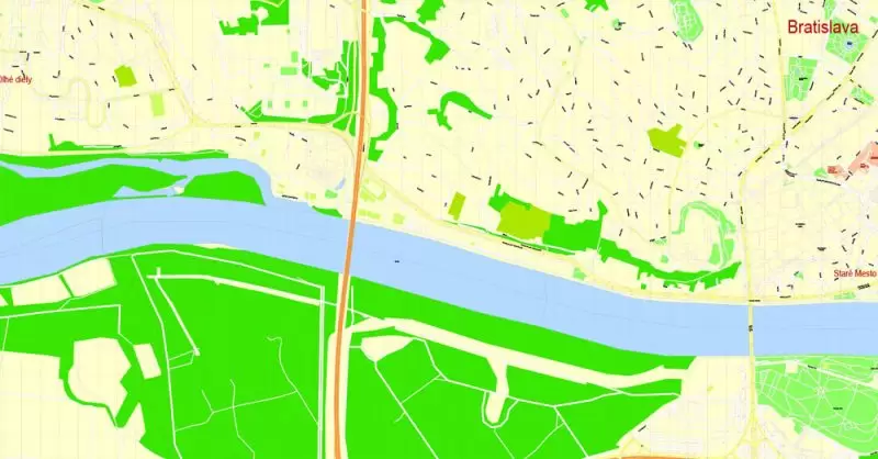 K vytlačenie Mapa Bratislava oblasť metra, Slovensko, presná vektor ulice G-View Level 17 (100 metrov os) máp, V.12.12. plne editovateľné, Adobe Illustrator, plná vektora, škálovateľné, editovateľné textovom formáte názvov ulíc (slovenské), 8 Mb ZIP.