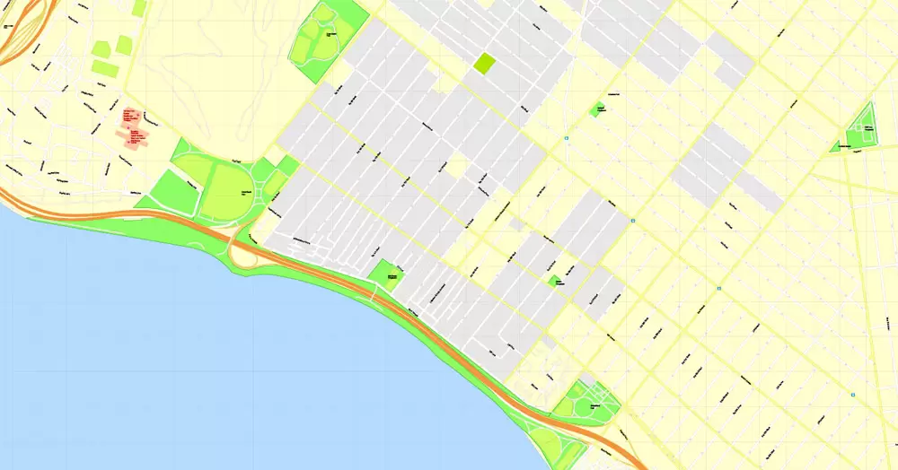 Printable Map Brooklyn, New York, exact vector street G-View Level 17 (100 meters scale) map, V.08.12. fully editable, Adobe Illustrator, full vector, scalable, editable text format of street names, 5 Mb ZIP.