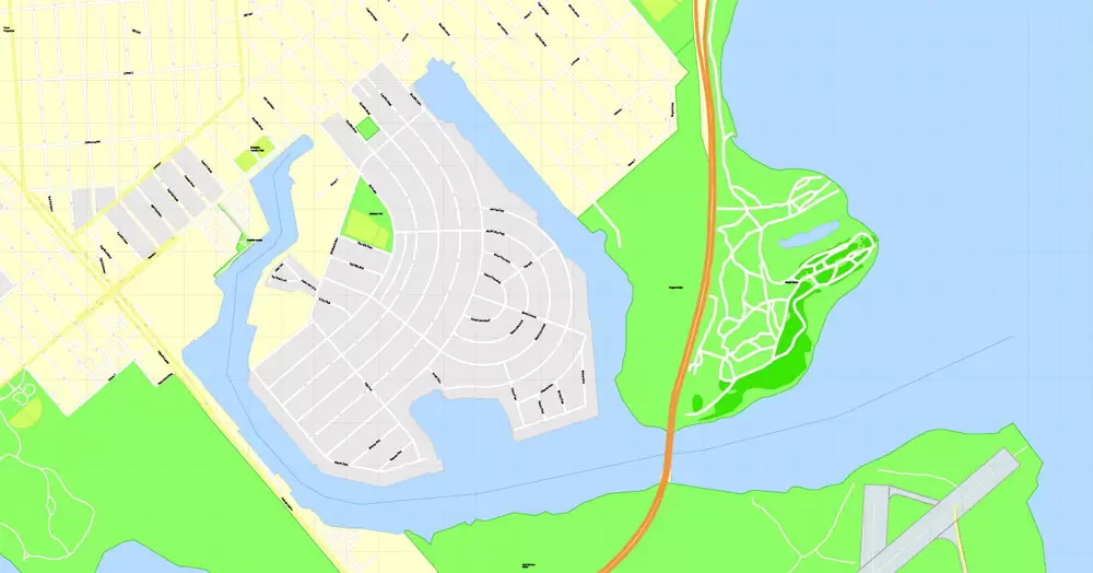 Printable Map Brooklyn, New York, exact vector street G-View Level 17 (100 meters scale) map, V.08.12. fully editable, Adobe Illustrator, full vector, scalable, editable text format of street names, 5 Mb ZIP.