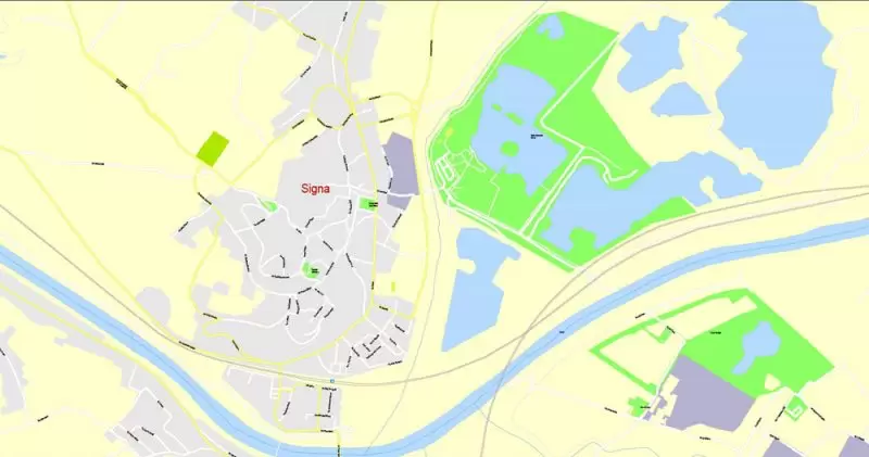 Printable Map Florence Firenze, Italy, exact vector street G-View Level 17 (100 meters scale) map, V.16.12. fully editable, Adobe Illustrator, full vector, scalable, editable text format of street names, 7 Mb ZIP.