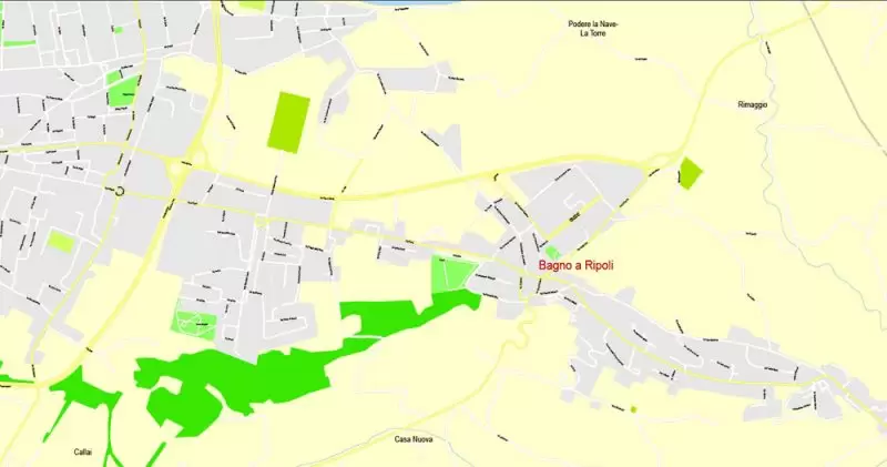 Printable Map Florence Firenze, Italy, exact vector street G-View Level 17 (100 meters scale) map, V.16.12. fully editable, Adobe Illustrator, full vector, scalable, editable text format of street names, 7 Mb ZIP.