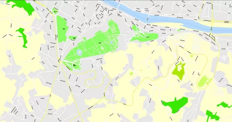 Printable Map Florence Firenze, Italy, exact vector street G-View Level 17 (100 meters scale) map, V.16.12. fully editable, Adobe Illustrator, full vector, scalable, editable text format of street names, 7 Mb ZIP.