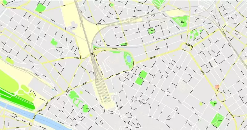 Printable Map Florence Firenze, Italy, exact vector street G-View Level 17 (100 meters scale) map, V.16.12. fully editable, Adobe Illustrator, full vector, scalable, editable text format of street names, 7 Mb ZIP.