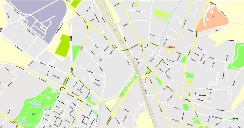Printable Map Florence Firenze, Italy, exact vector street G-View Level 17 (100 meters scale) map, V.16.12. fully editable, Adobe Illustrator, full vector, scalable, editable text format of street names, 7 Mb ZIP.
