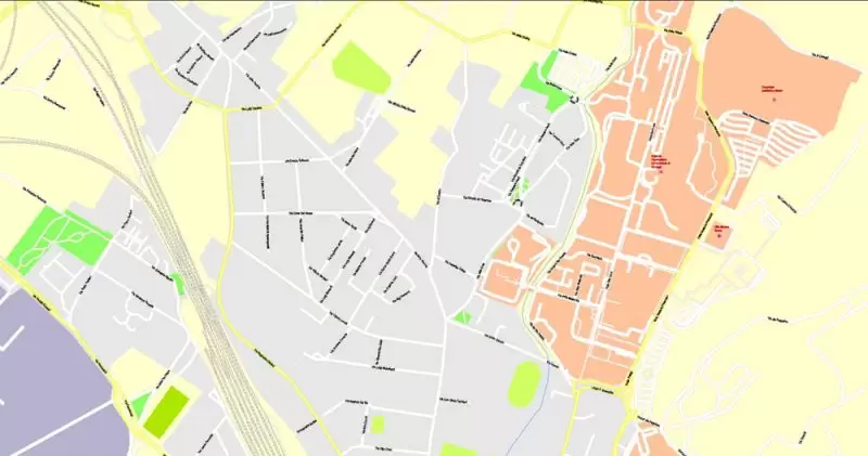 Printable Map Florence Firenze, Italy, exact vector street G-View Level 17 (100 meters scale) map, V.16.12. fully editable, Adobe Illustrator, full vector, scalable, editable text format of street names, 7 Mb ZIP.
