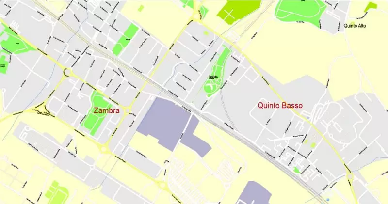 Printable Map Florence Firenze, Italy, exact vector street G-View Level 17 (100 meters scale) map, V.16.12. fully editable, Adobe Illustrator, full vector, scalable, editable text format of street names, 7 Mb ZIP.