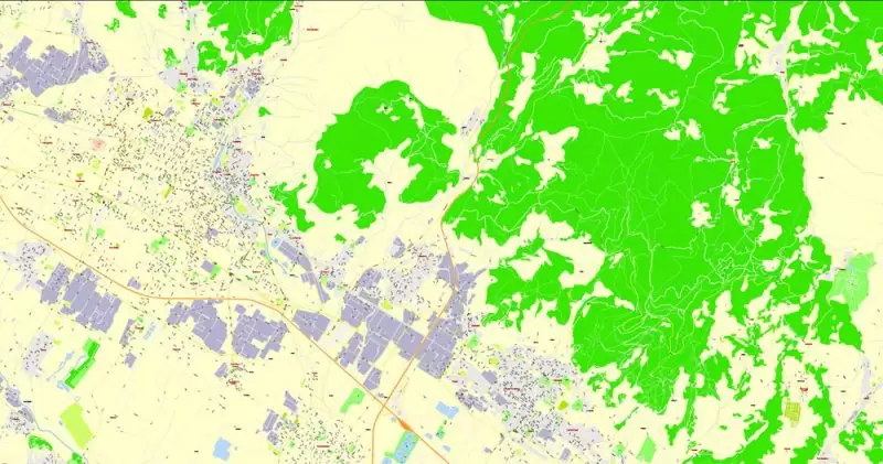 Printable Map Florence Firenze, Italy, exact vector street G-View Level 17 (100 meters scale) map, V.16.12. fully editable, Adobe Illustrator, full vector, scalable, editable text format of street names, 7 Mb ZIP.