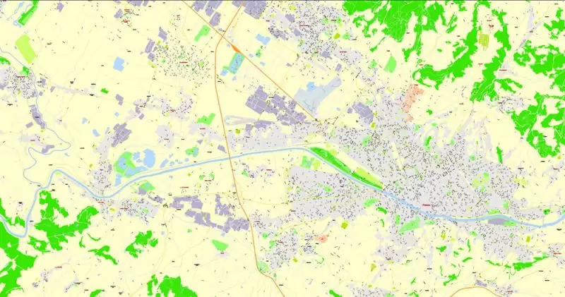 Printable Map Florence Firenze, Italy, exact vector street G-View Level 17 (100 meters scale) map, V.16.12. fully editable, Adobe Illustrator, full vector, scalable, editable text format of street names, 7 Mb ZIP.