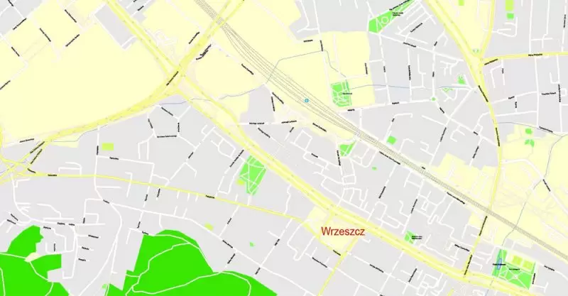 Printable Map Gdansk + Gdynia + Sopot, Poland, exact vector street G-View Level 17 (100 meters scale) map, V.17.12. fully editable, Adobe Illustrator, full vector, scalable, editable text format of street names, 39 Mb ZIP.