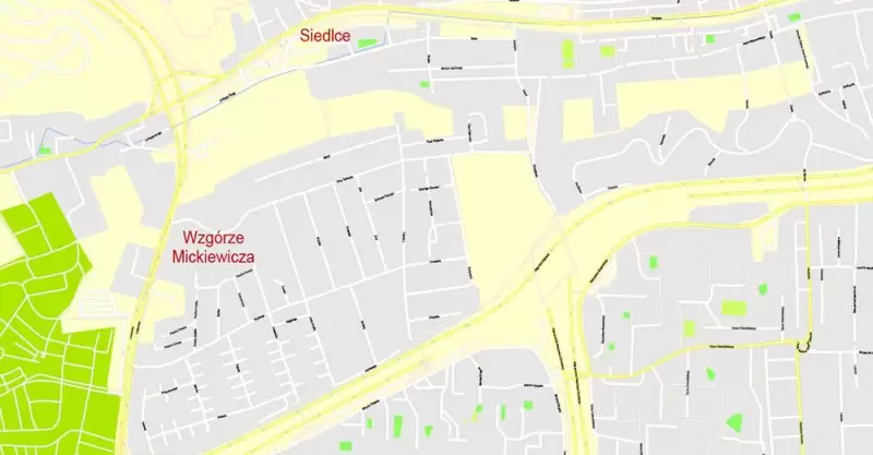Printable Map Gdansk + Gdynia + Sopot, Poland, exact vector street G-View Level 17 (100 meters scale) map, V.17.12. fully editable, Adobe Illustrator, full vector, scalable, editable text format of street names, 39 Mb ZIP.