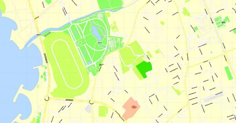 Printable Map Marseille metro area, France, exact vector street G-View Level 17 (100 meters scale) map, V.14.12. fully editable, Adobe Illustrator, full vector, scalable, editable text format of street names, 5 Mb ZIP.