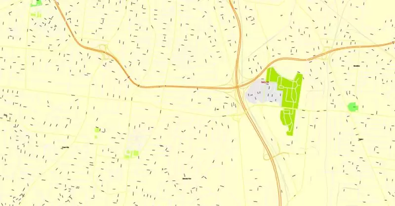 Printable Map Nashville, Tennessee, US, exact vector street G-View Level 17 (100 meters scale) map, V.16.12. fully editable, Adobe Illustrator, full vector, scalable, editable text format of street names, 9 Mb ZIP.