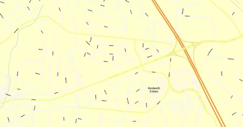 Printable Map Nashville, Tennessee, US, exact vector street G-View Level 17 (100 meters scale) map, V.16.12. fully editable, Adobe Illustrator, full vector, scalable, editable text format of street names, 9 Mb ZIP.