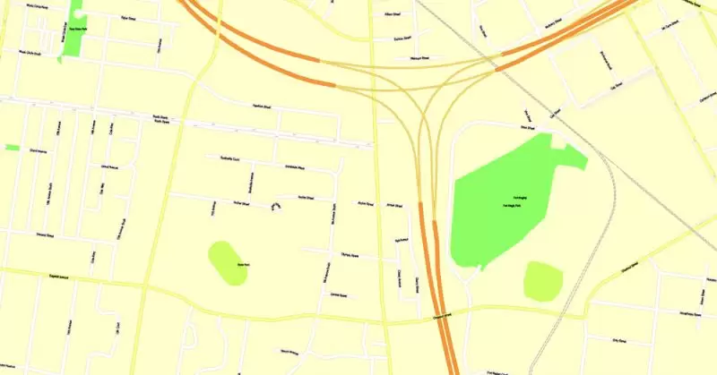 Printable Map Nashville, Tennessee, US, exact vector street G-View Level 17 (100 meters scale) map, V.16.12. fully editable, Adobe Illustrator, full vector, scalable, editable text format of street names, 9 Mb ZIP.