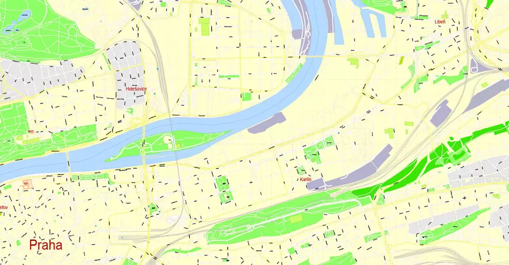 Printable Map Prague (Praha) metro area, Czech Republic, exact vector street G-View Level 17 (100 meters scale) map, V.12.12. fully editable, Adobe Illustrator, full vector, scalable, editable text format of street names (czech), 30 Mb ZIP. K vytisknutí Mapa Prahy (Prague) oblast metra, Česká republika, přesná vektor ulice G-View Level 17 (100 metrů osa) map, V.12.12. plně editovatelné, Adobe Illustrator, plná vektoru, škálovatelné, editovatelné textovém formátu názvů ulic (český), 30 Mb ZIP.