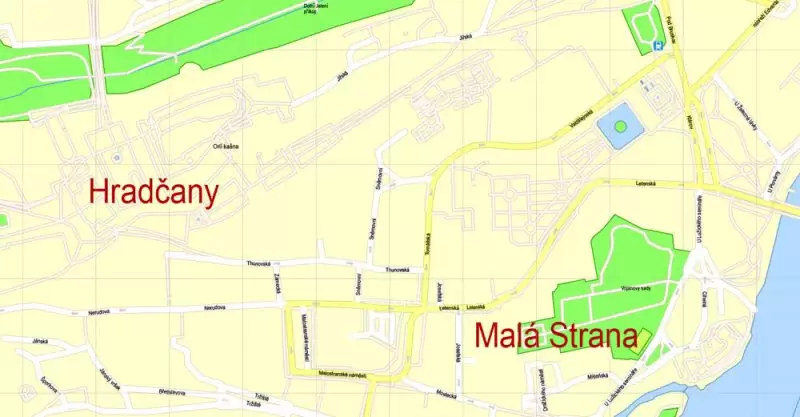 Printable Map Prague (Praha) metro area, Czech Republic, exact vector street G-View Level 17 (100 meters scale) map, V.12.12. fully editable, Adobe Illustrator, full vector, scalable, editable text format of street names (czech), 30 Mb ZIP. K vytisknutí Mapa Prahy (Prague) oblast metra, Česká republika, přesná vektor ulice G-View Level 17 (100 metrů osa) map, V.12.12. plně editovatelné, Adobe Illustrator, plná vektoru, škálovatelné, editovatelné textovém formátu názvů ulic (český), 30 Mb ZIP.