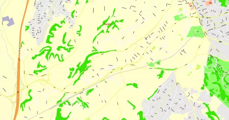 Printable Map Rome, Italy, exact vector street G-View Level 17 (100 meters scale) map, V.14.12. fully editable, Adobe Illustrator, full vector, scalable, editable text format of street names, 14 Mb ZIP.