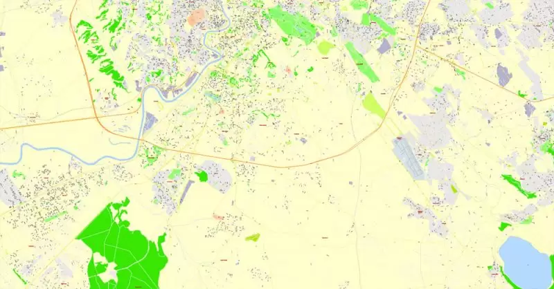 Rome PDF Map, Italy, exact vector street G-View Level 17 (100 meters scale) map, V.14.12. fully editable, Plan de Rome Adobe PDF