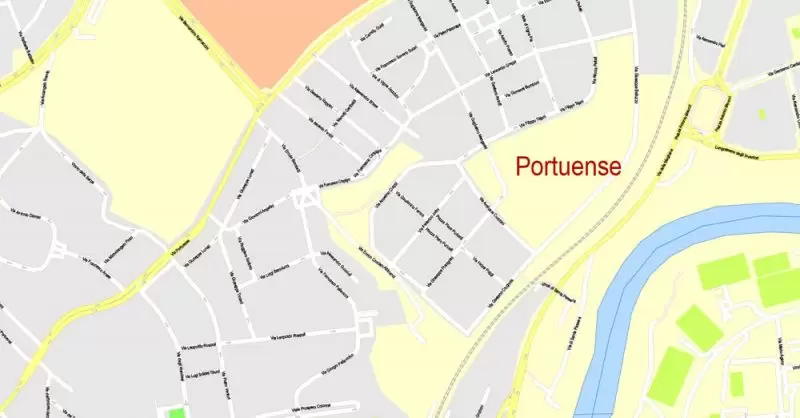 Printable Map Rome, Italy, exact vector street G-View Level 17 (100 meters scale) map, V.14.12. fully editable, Adobe Illustrator, full vector, scalable, editable text format of street names, 14 Mb ZIP.