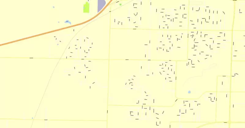 Printable Map Springfield, Missouri, US, exact vector street G-View Level 17 (100 meters scale) map, V.16.12. fully editable, Adobe Illustrator, full vector, scalable, editable text format of street names, 4 Mb ZIP.